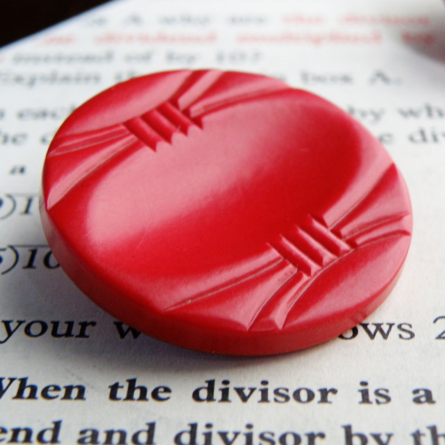 1940s Giant Red Coat Buttons (qty 2) VB011