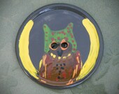 Vintage buttons painted freehand for autumn- maple tree, owl, stripes and dots (qty 6)  C028