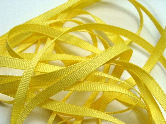 10 Yds 1/4" Grosgrain Ribbon -  Canary Yellow