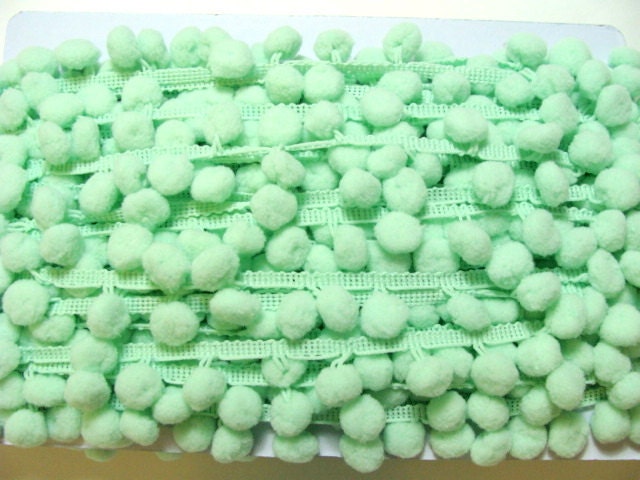 Pom Pom Fringe - 3 yards 14" of Mint - 25 mm Size Balls