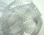 5 yds. 5/8" Dotted Organza Ribbon - White with White Dots