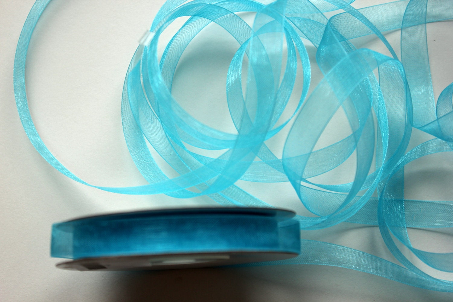 25 yard Spool of  3/8" Organza Ribbon - Turquoise