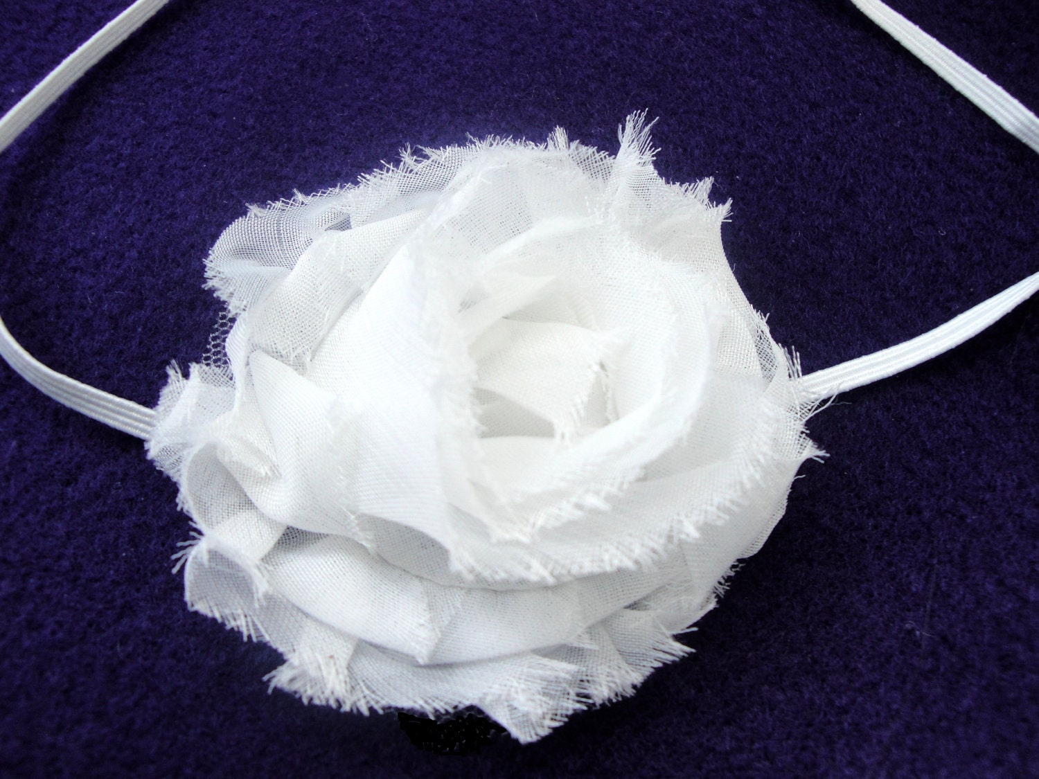 Baby Headband, Baby Flower Headband, White Shabby Chiffon, Christening, Baptism