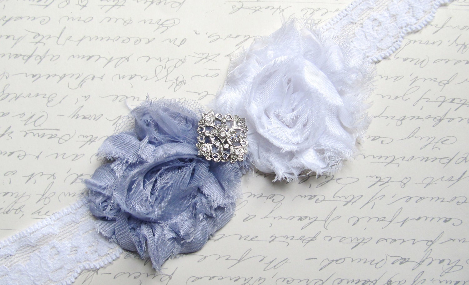 Shabby Chic Baby Flower Headband - Peaceful Dove