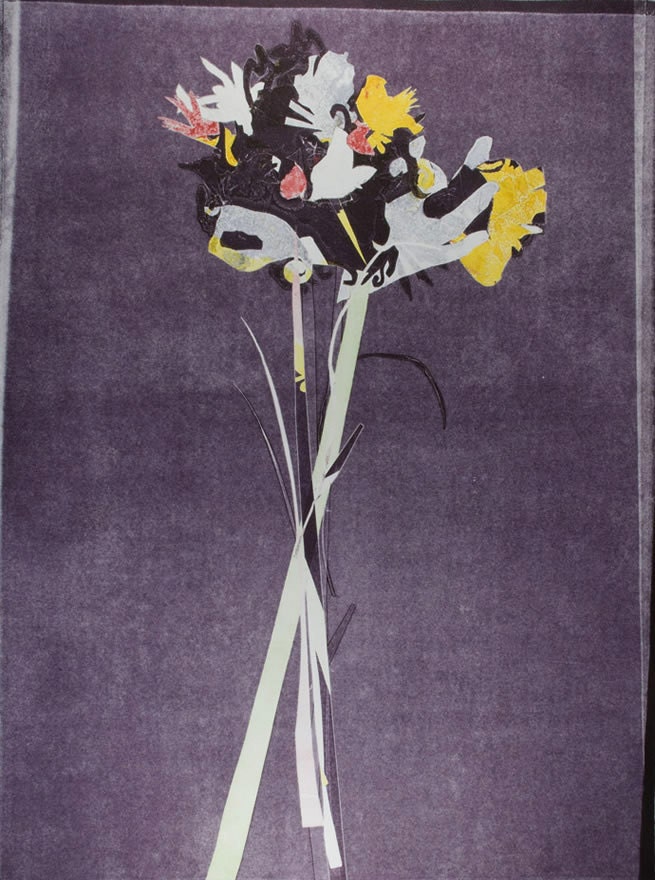 Banana Funk: monoprint with flower arrangement motif