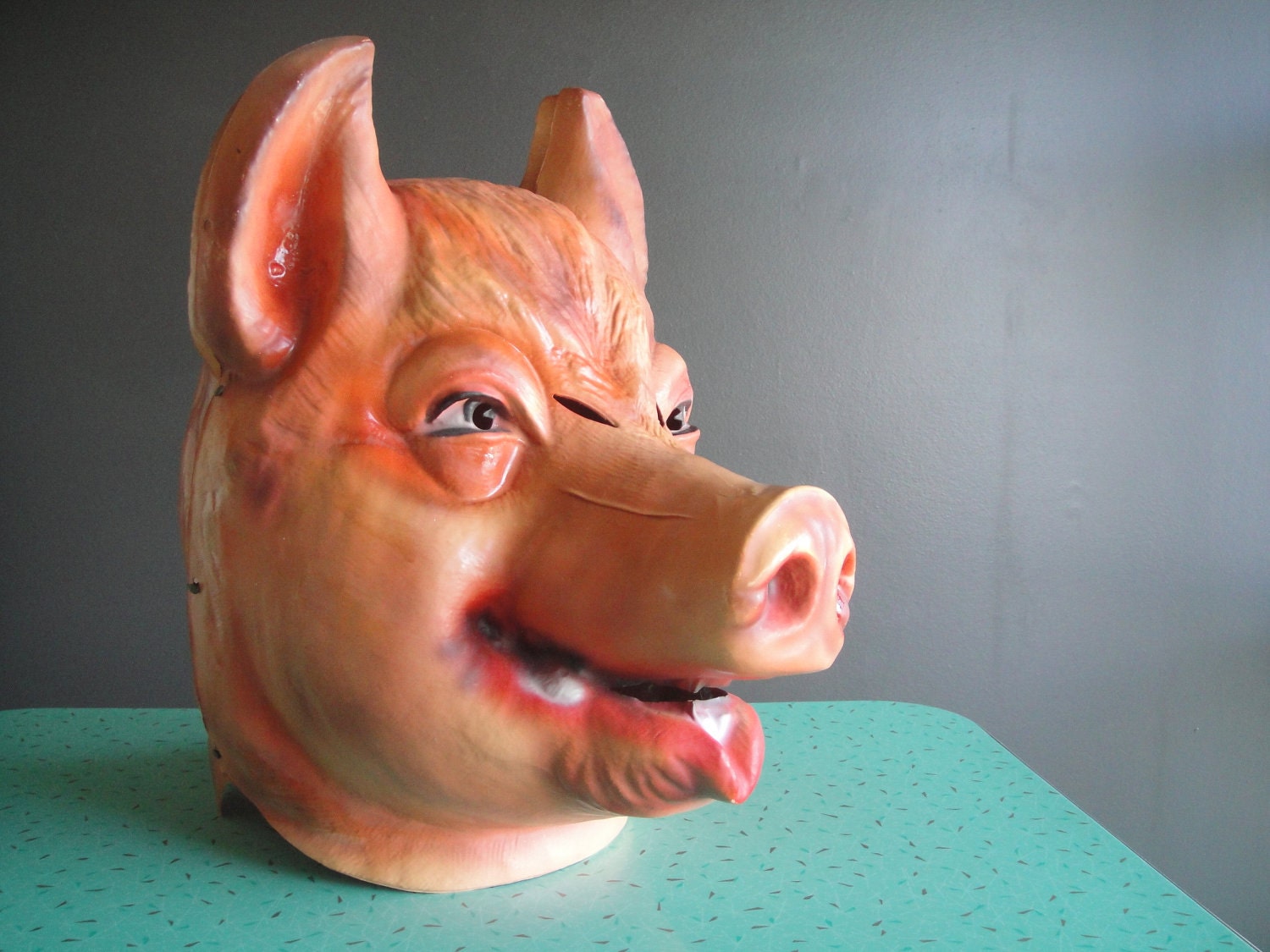 Vintage Pig Head Mask Costume Plastic By Expatvintage On Etsy