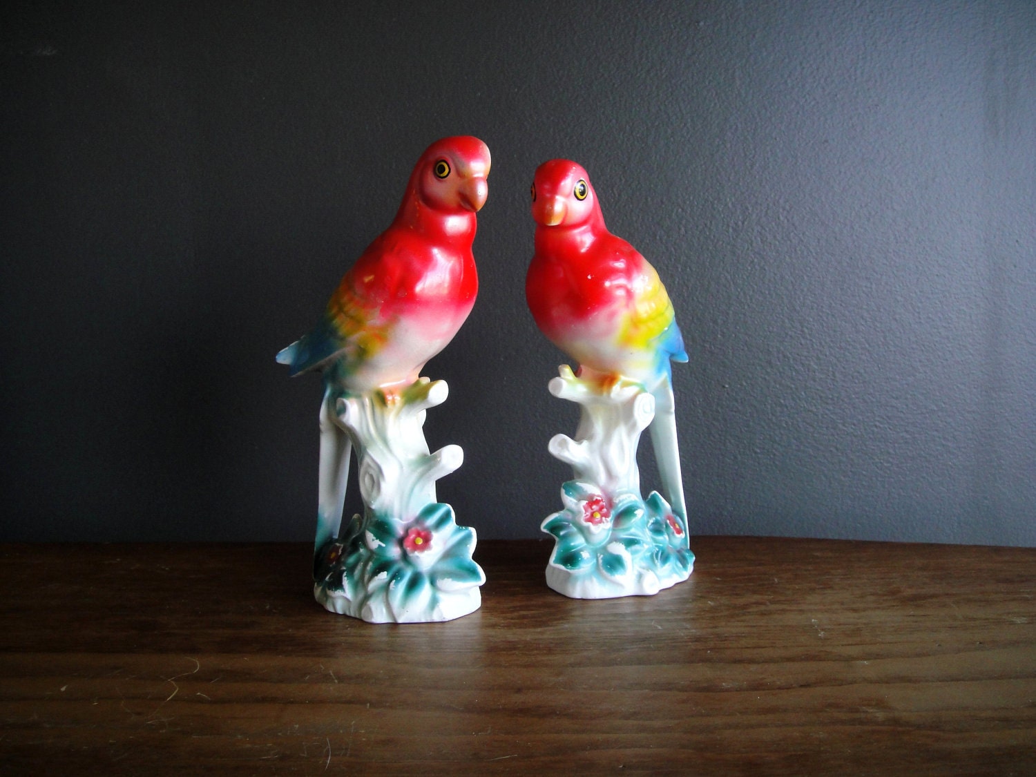 tropical bird figurines