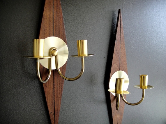 Teak Wall Sconces Mid Century Modern Danish Design by ExpatVintage