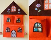 Felt & Fabric Orange House Bow Holder and wall pocket