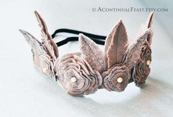Grey Feather&Flower Crown
