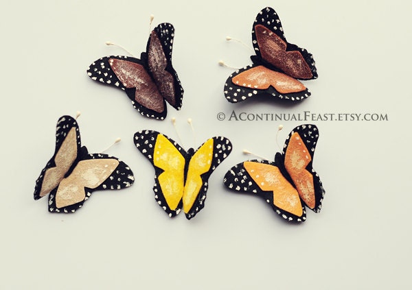 Felt Autumn Butterfly Decoration,Set of 5