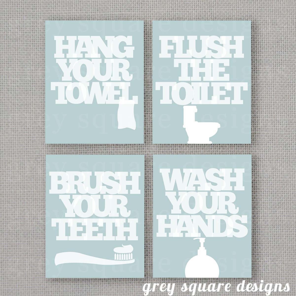 Four Custom Bathroom Prints 8x10 Printable Art