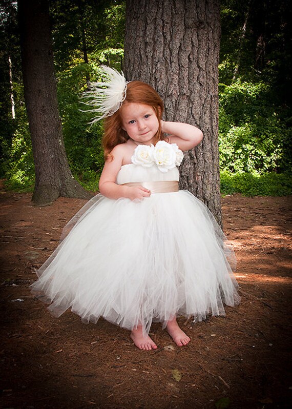 The Evelyn...Stunning Ivory Dress with Ivory Roses and Champagne Accents......