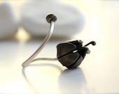 Black Tulip Sterling Silver Wrap Ring- Dark Romantic-Oxidized-Chic-Elegant-Feminine-Adjustable-Fairy-Unique-Quirky