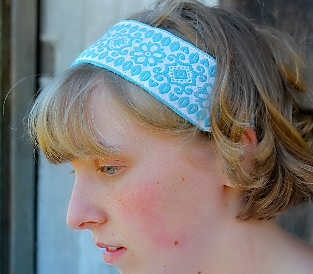 Headband floral jacquard head band vintage trim women hair accessory