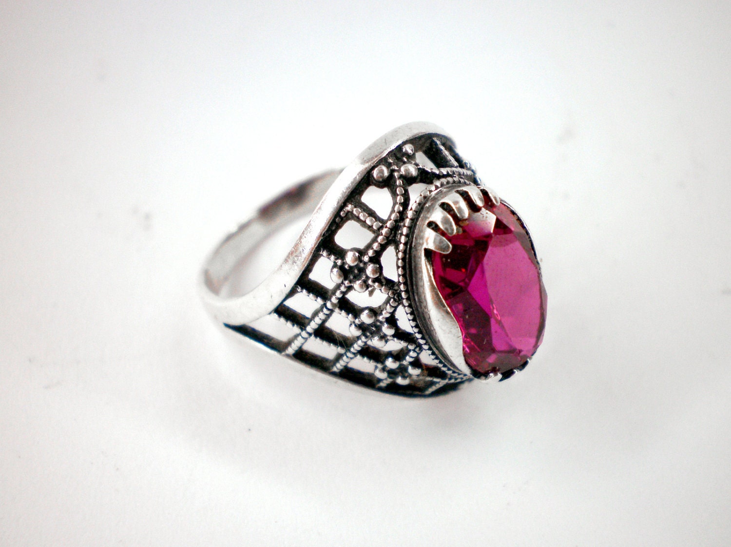 Vintage Garnet Soviet sterling silver ring