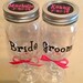 Free Shipping on REDNECK WINE GLASSES Set for Bride & Groom with Wedding Date Two Mason Jar glasses