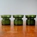 Three Dansk Forest Green Glass Candle Holders