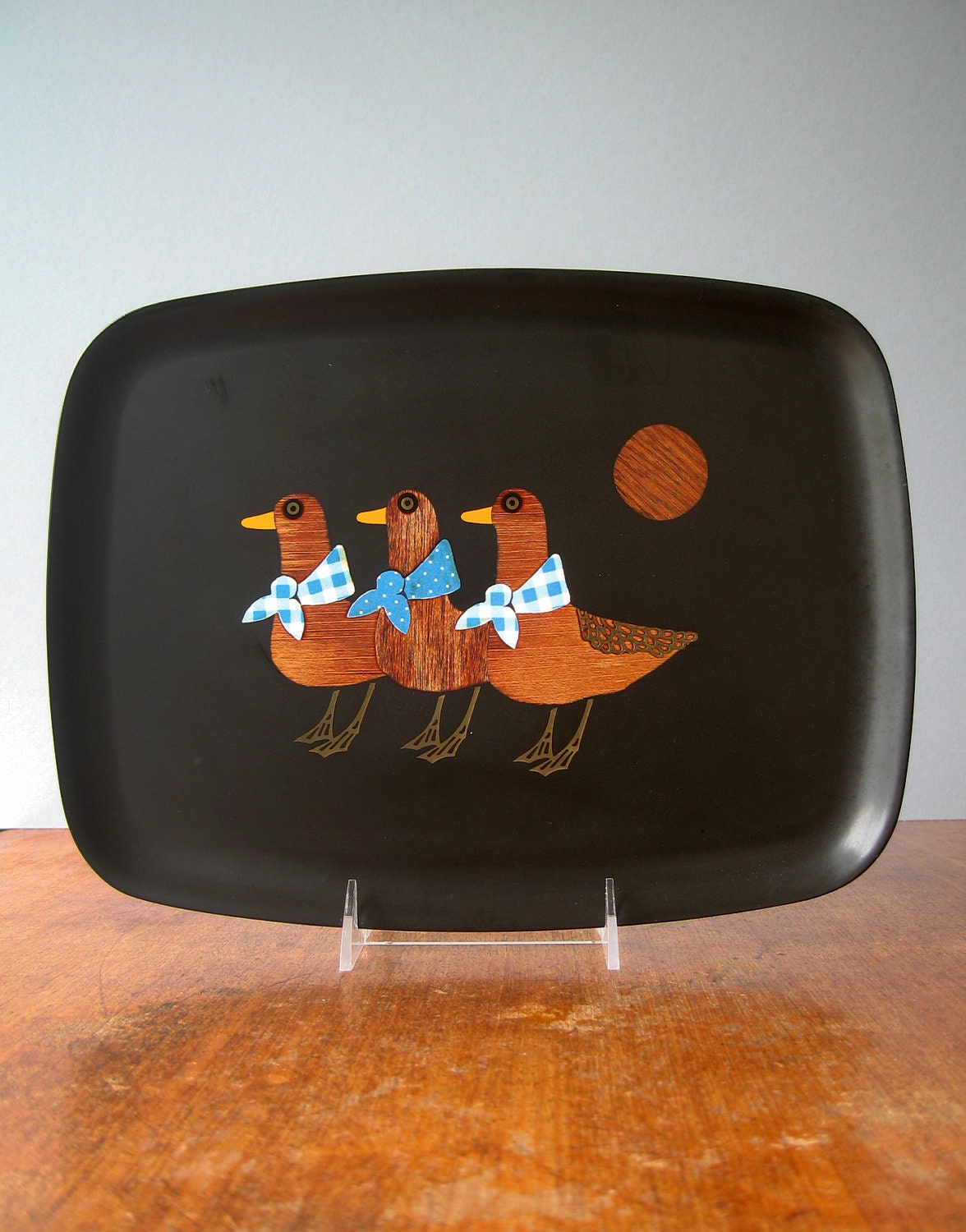 Vintage Couroc Inlaid Tray - Mod Ducks - RESERVED