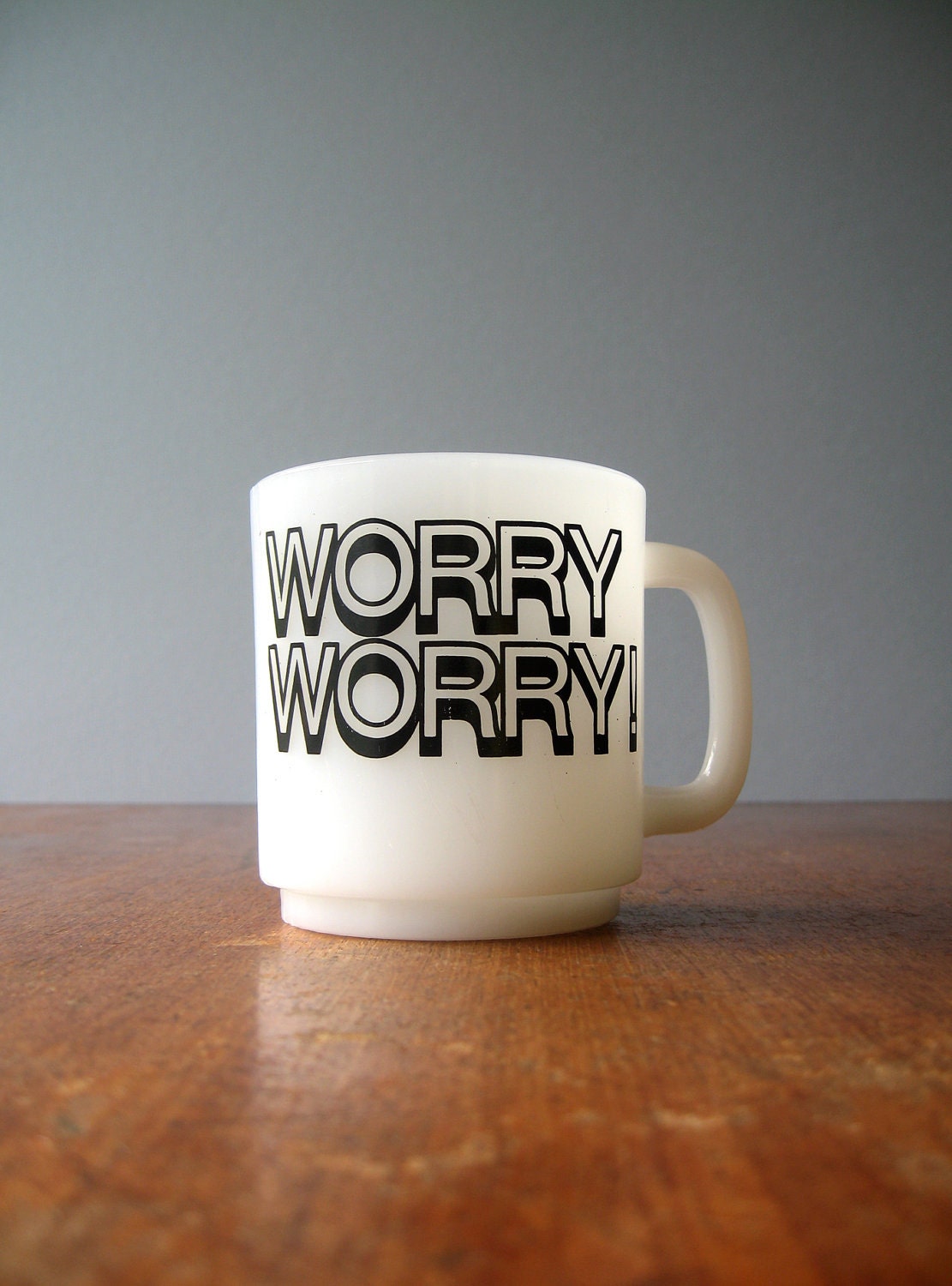Retro Milk Glass Worry Worry Mug - RESERVED