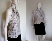 Vintage Bill Blass Designer 4 Piece Polka Dot Skirt Suit Set with Jacket Halter Top and Blouse Special Occasion Wedding