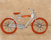 Bicycle art print illustration poster 12x16