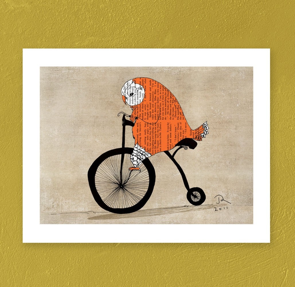 Owl print art poster 12" x 16"