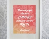 8x10 Print, Pink White and Orange, Money vs Rich