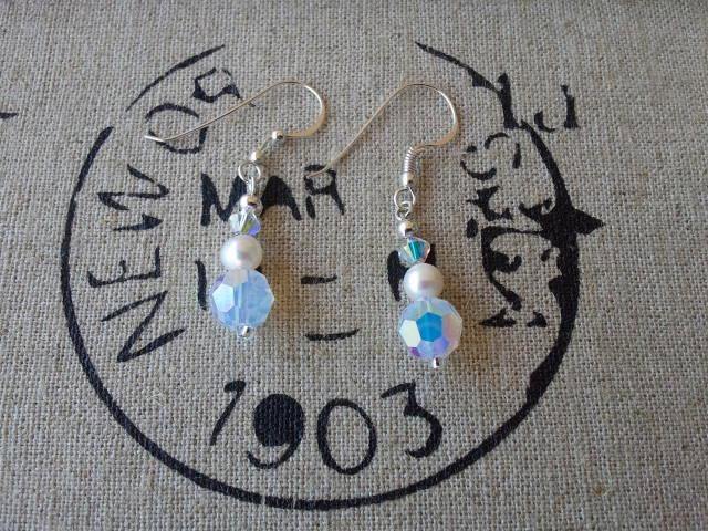 Pearl and Opal Swarovski Dangle Earring