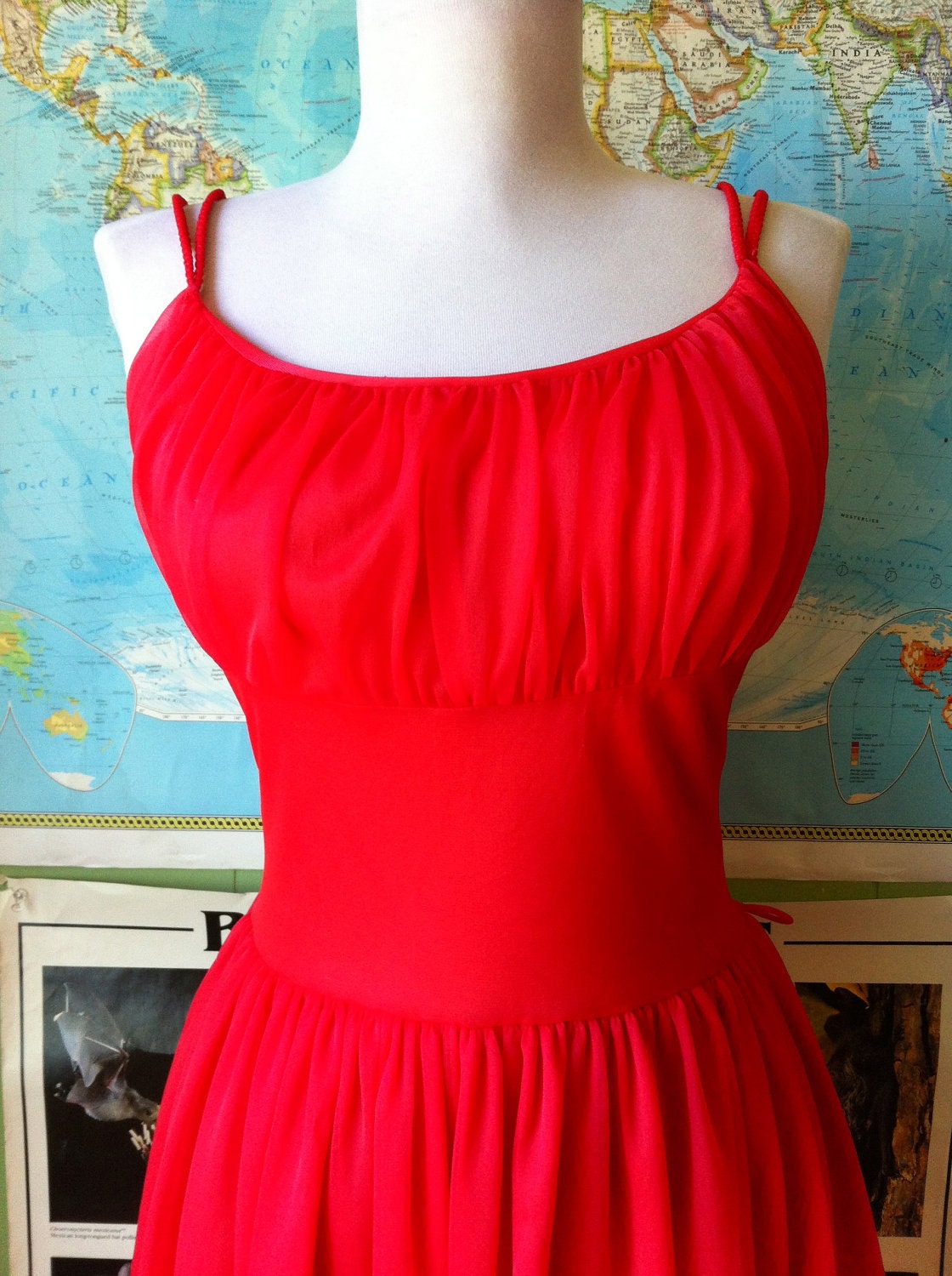 Crimson Red 1950's Lydia Slip Dress