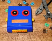 Childrens wooden ROBOT trinket box