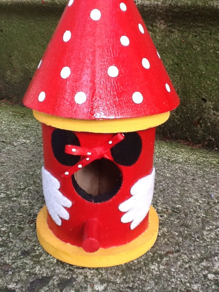 Minnie Mouse inspired wooden decorative birdhouse
