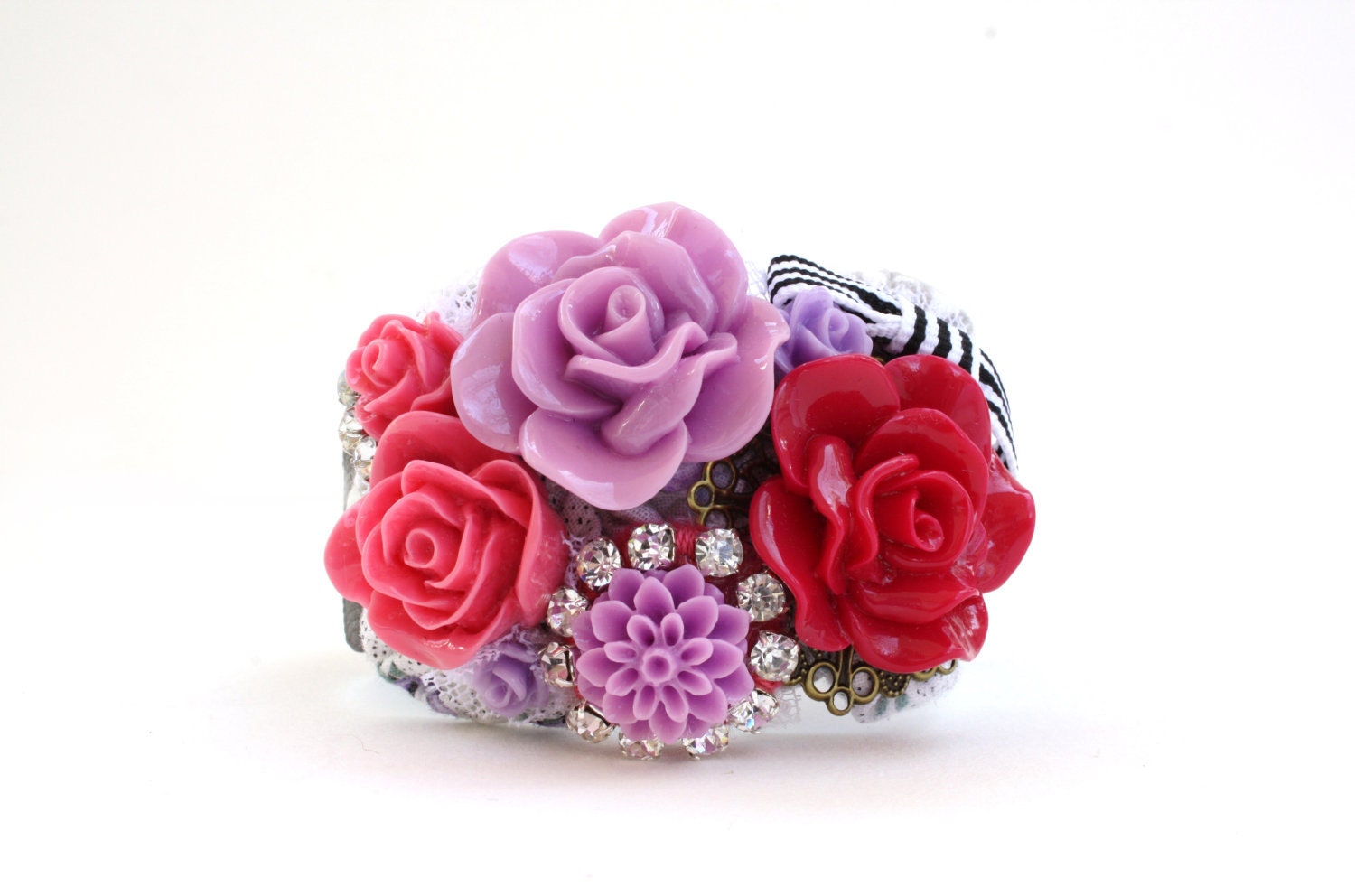 Cuff Bracelet- Ooh La La in Pinks and Lilacs