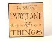 Life wall art - wood pyrography - Important things in life wall hanging
