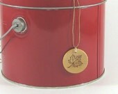 Maple Leaf Wood Pendant - Wood Pyrography - Circle Jewelry