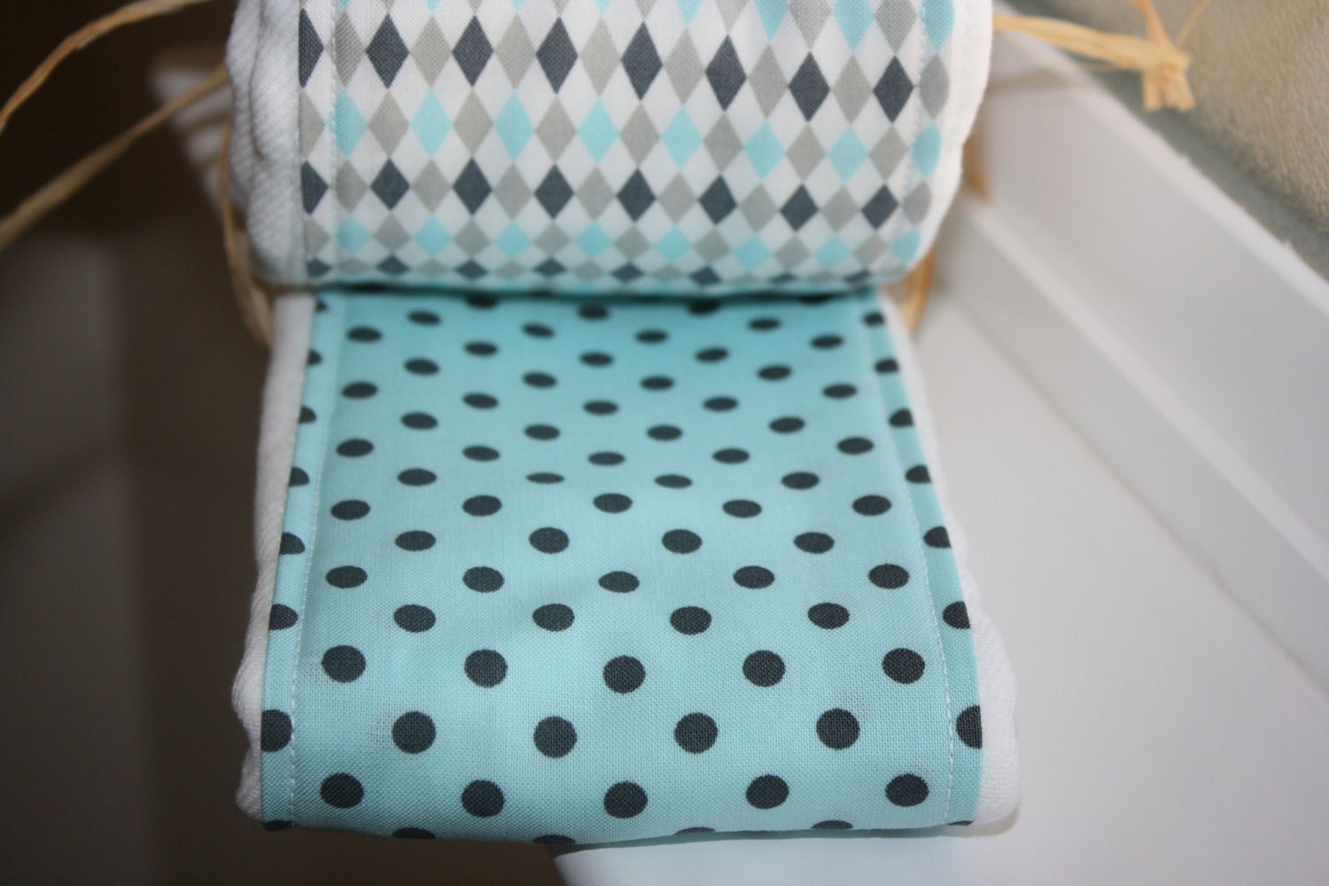 Baby Burp Cloths - Set of 3 - Michael Miller It's a Boy Thing Bicycles in Charcoal and Blue
