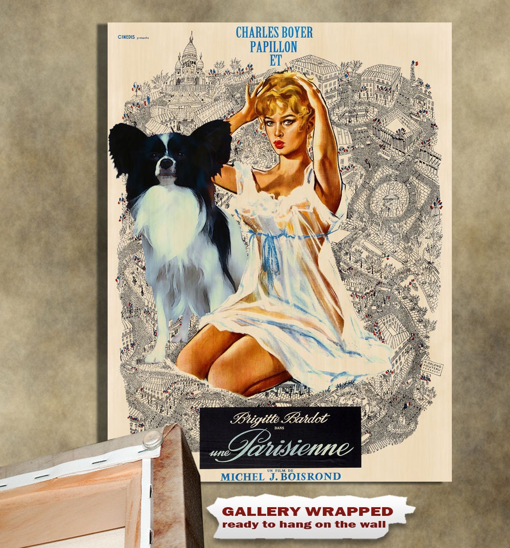 Papillon Vintage Movie Style Poster Canvas Print  NEW Collection by Nobility Dogs