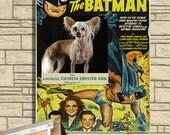 Chinese Crested Dog Vintage Movie Style Poster Canvas Print  NEW Collection by Nobility Dogs