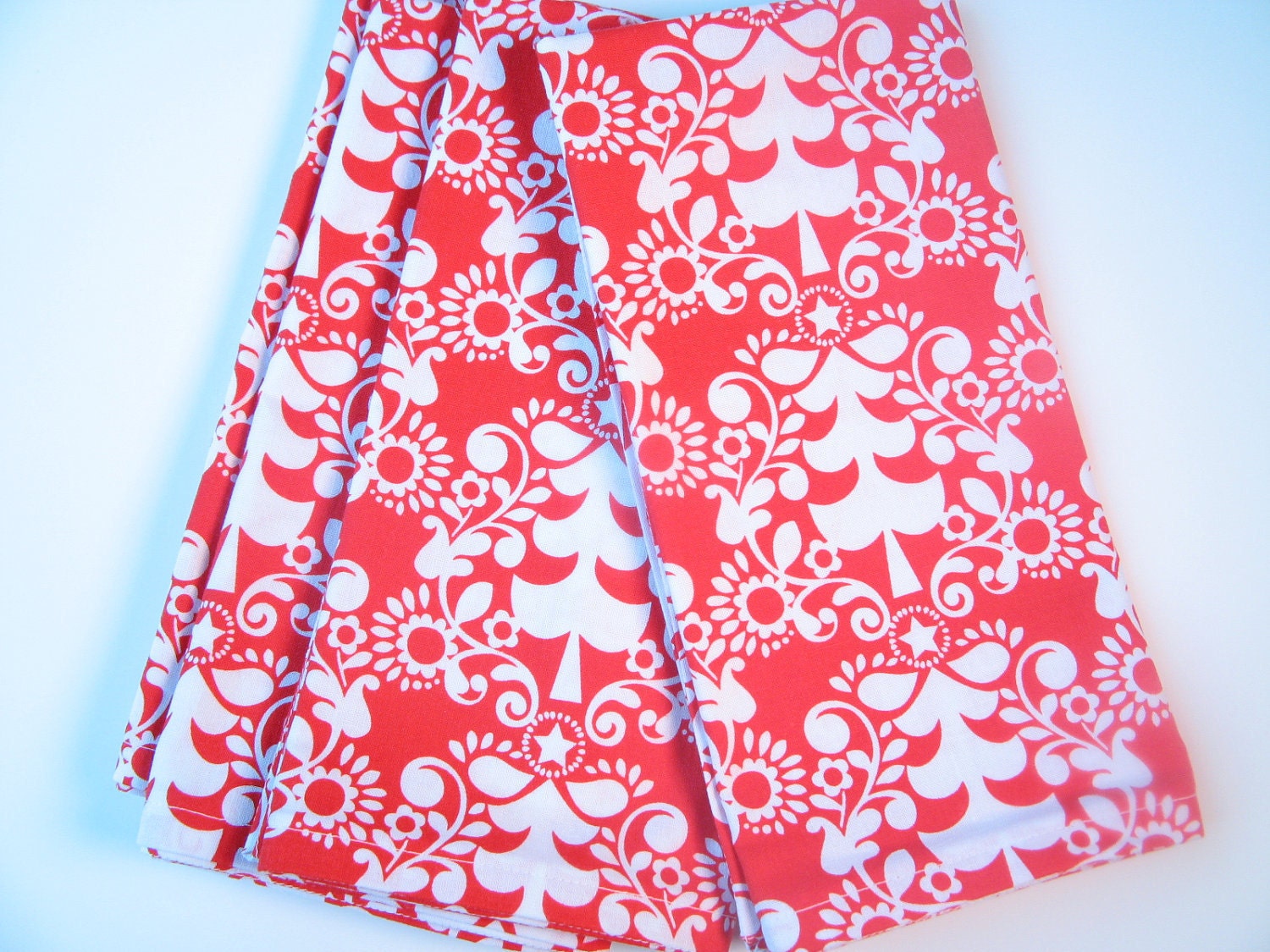 Red Christmas Cloth Napkins, Michael Miller Funky Christmas, 18 Inch, Set of Four