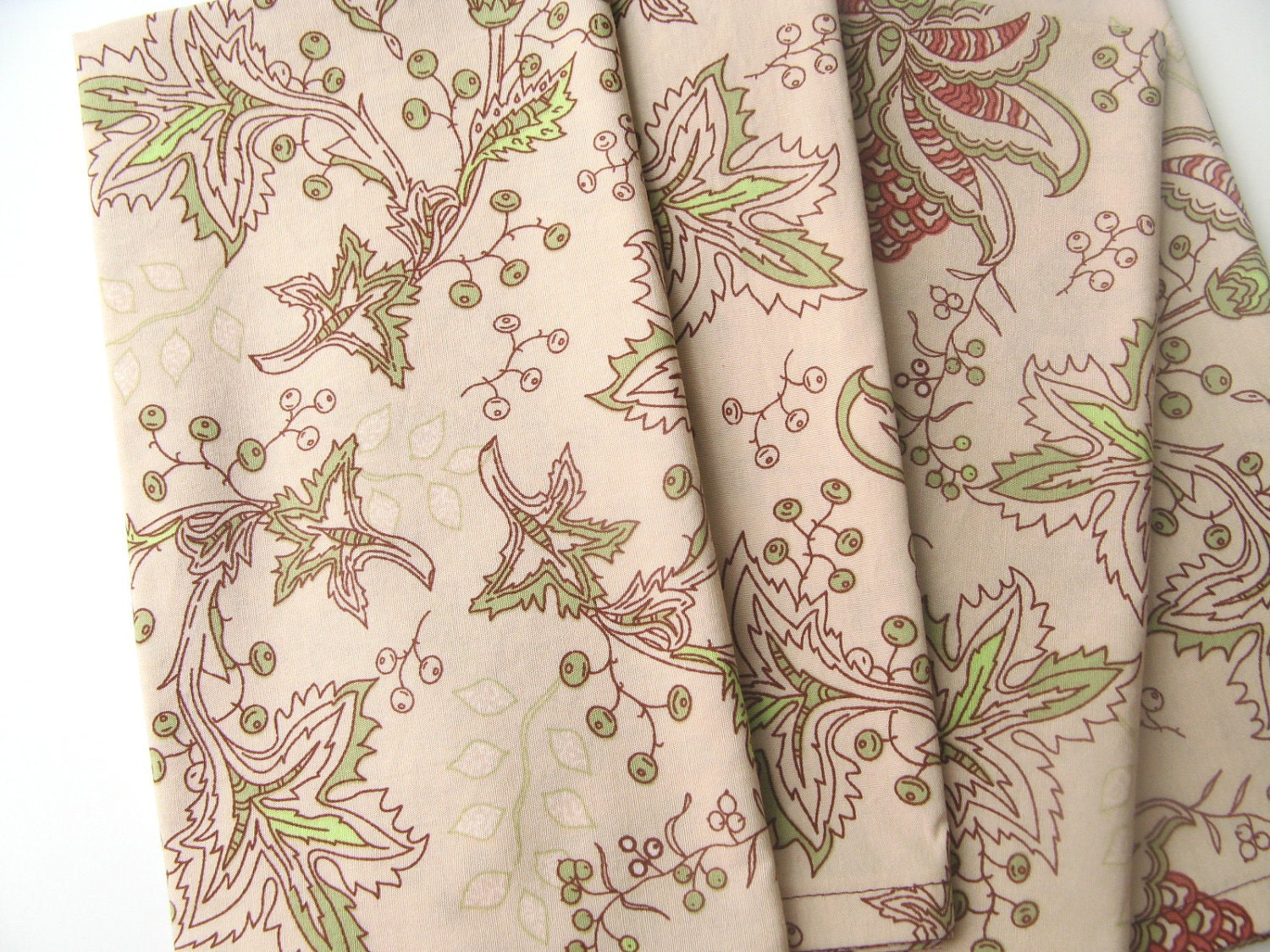 Tan Cloth Napkins, Cherry Palms, 18 Inch, Set of Four