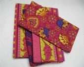Cranberry Cloth Napkins, Reversible, Burgundy and Lime, Stripes, 18 Inch, Set of Four