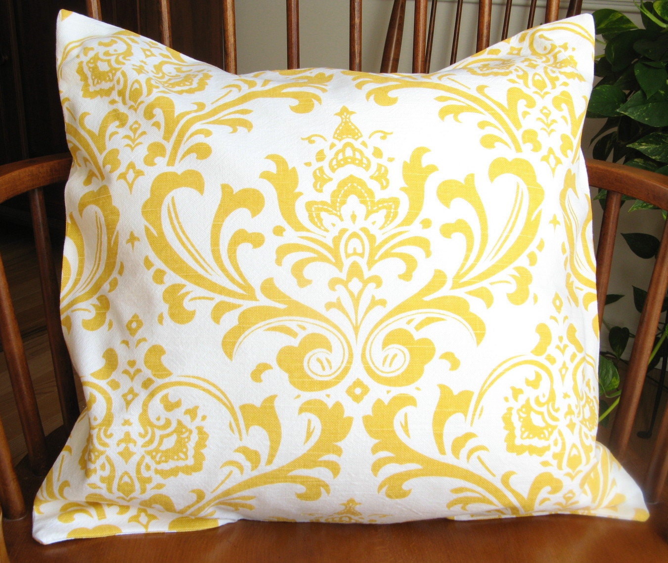 Golden Yellow Pillow Cover, Gold and White Washable Slipcover, 18 Inch