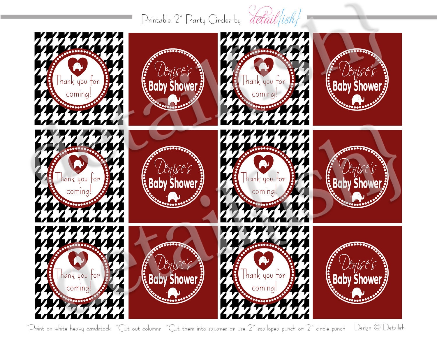 Printable Roll Tide Baby Bama Baby Party Circles Cupcake Toppers - Alabama - DIY Uprint 359 Il_170x135