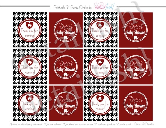 Printable Roll Tide Baby Bama Baby Party Circles Cupcake Toppers - Alabama - DIY Uprint 359 Il_570xn