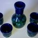 Royal blue and emerald green sake set with crystal glaze