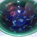 Large electic blue and emerald green bowl with glaze crystals