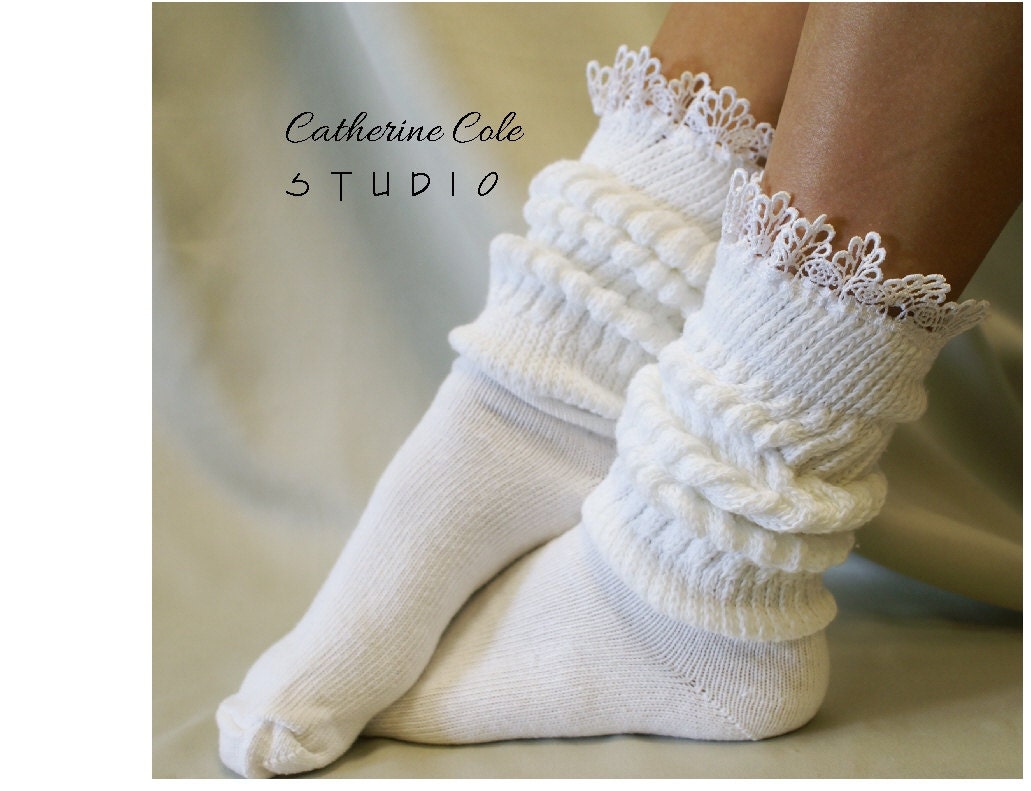 Lace Socks Super Thick Slouch Socks Womens By CatherineColeStudio