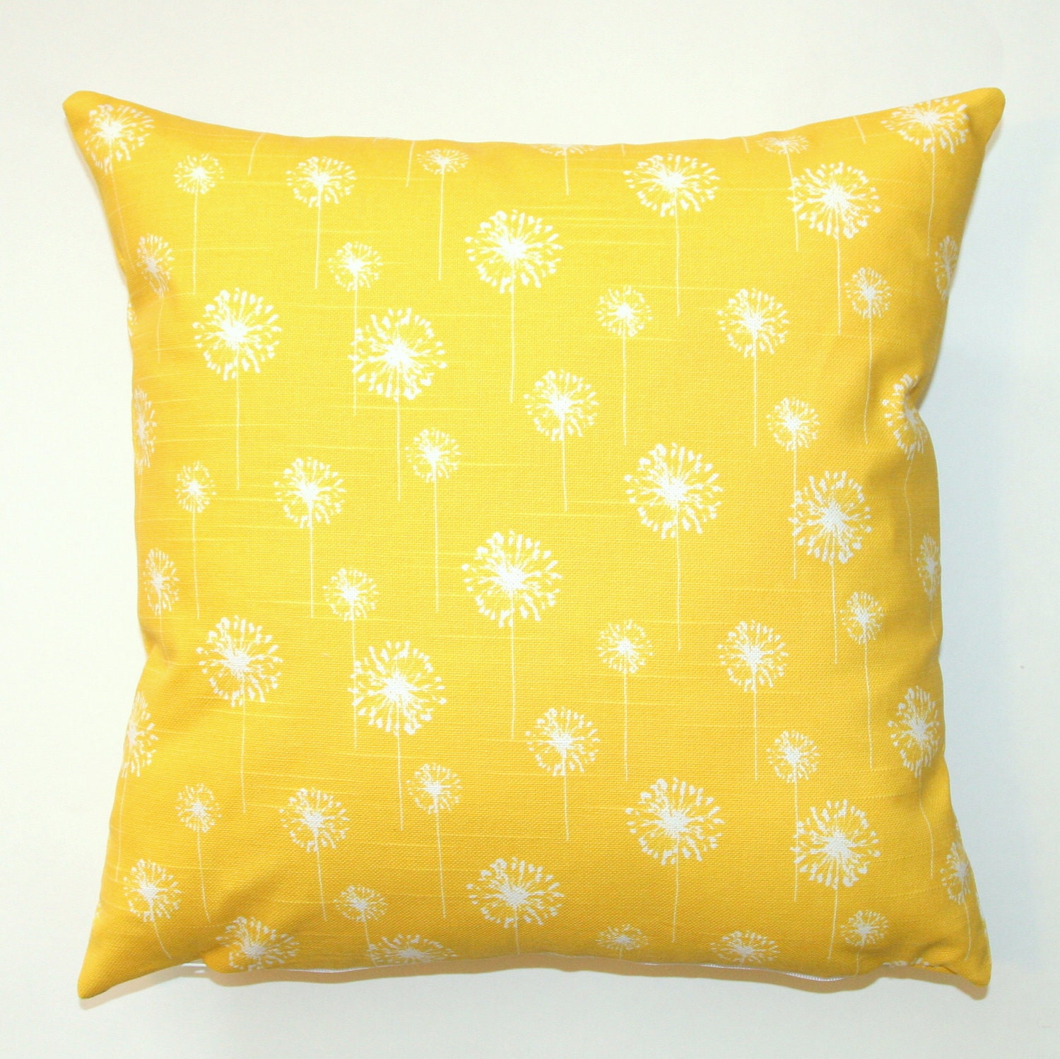 Premier Prints Small White Dandelion on Yellow Pillow Cover- 16x16 inches- Hidden Zipper Closure