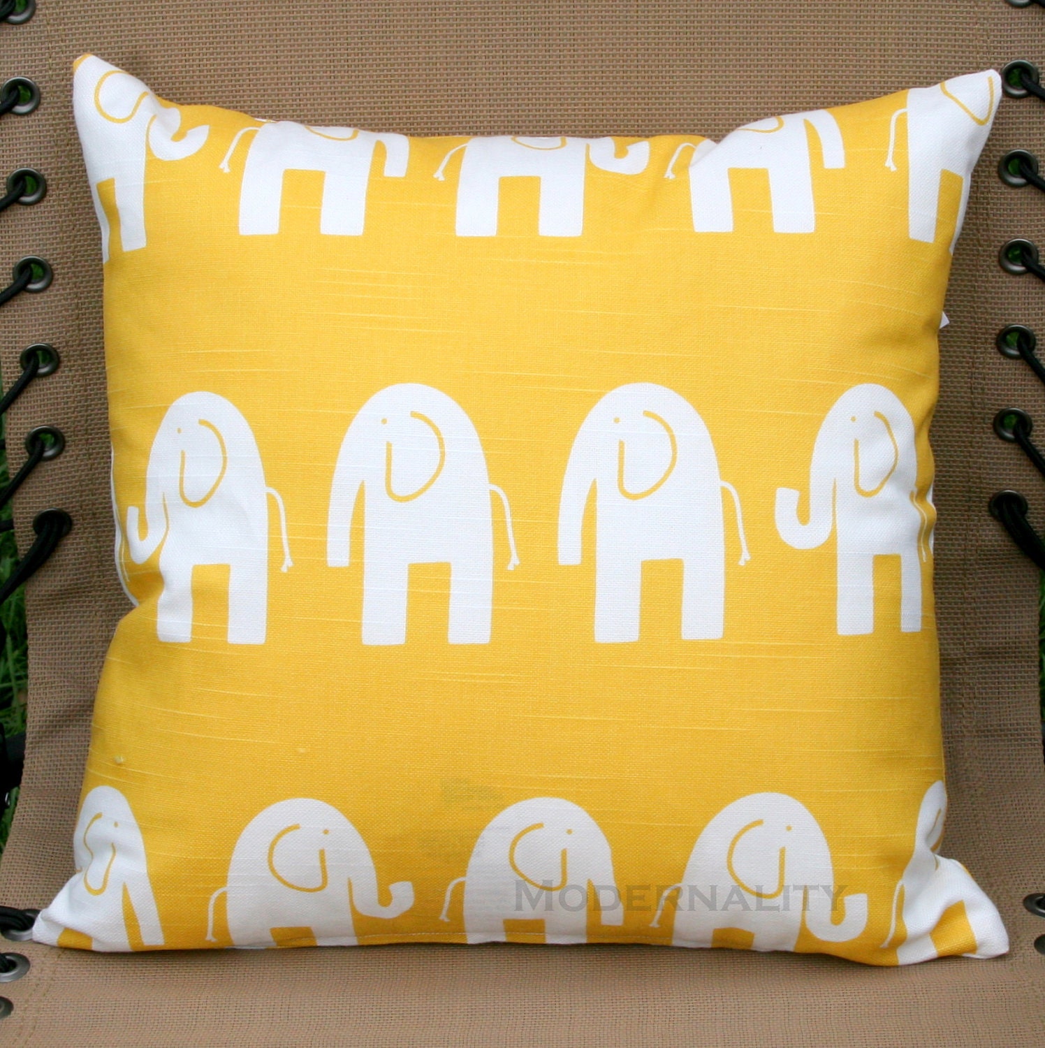 Premier Prints Yellow Elephant Pillow Cover- 16x16 inches- Hidden Zipper Closure