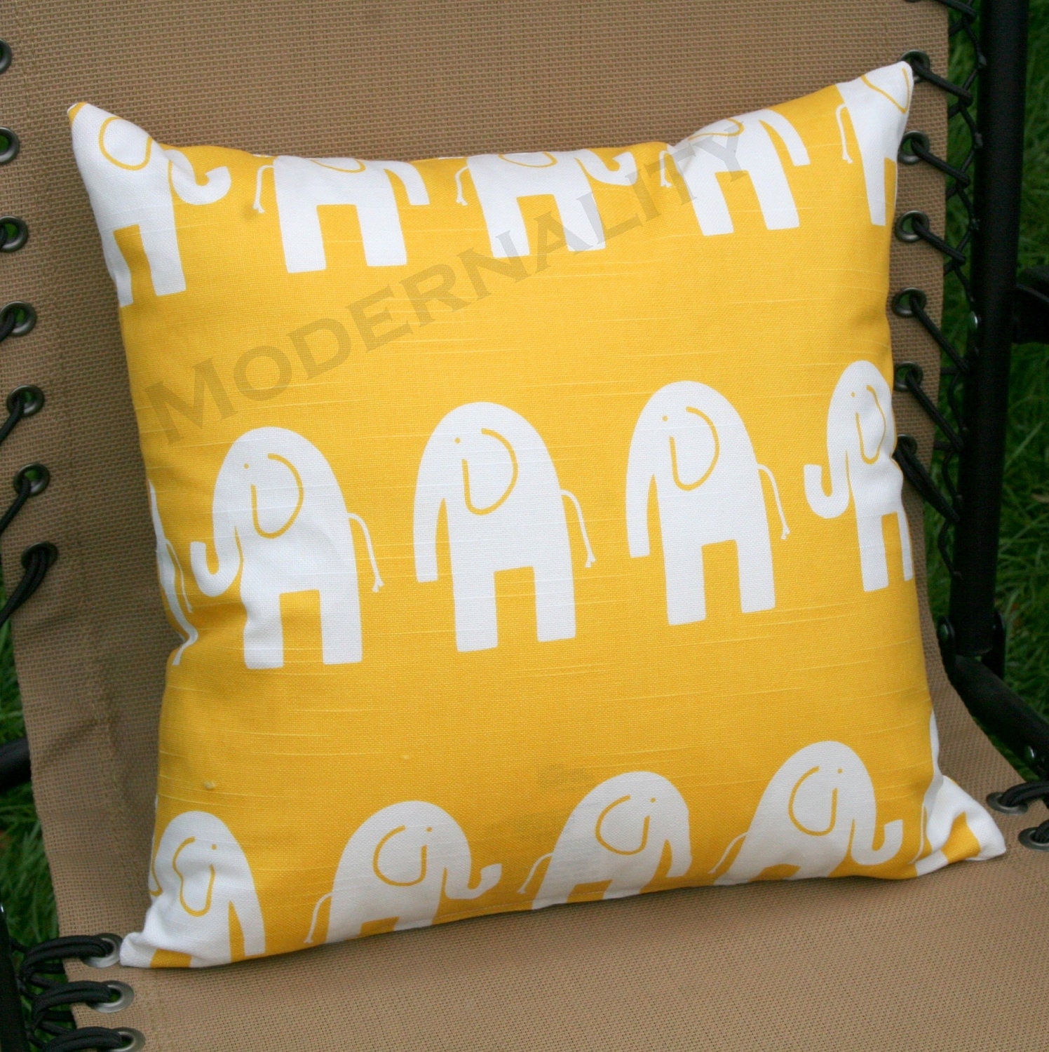 Premier Prints Yellow Elephant Pillow Cover- 16x16 inches- Hidden Zipper Closure